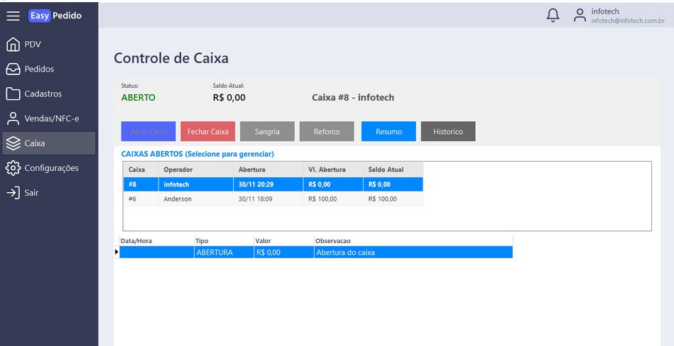Controle de Caixa - Vision PDV